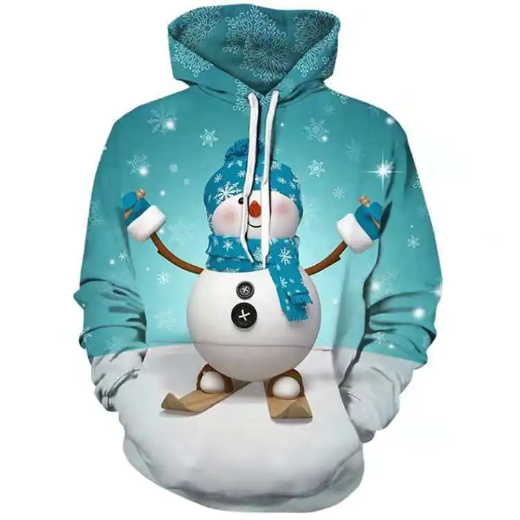 Brightly colored digital printed casual hooded pullover sweater featuring a stylish, comfortable design with a modern, trendy aesthetic, perfect for everyday wear and relaxed outings