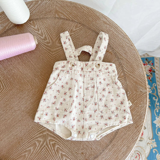 Soft Denim Overalls Romper for Kids in Autumn Style