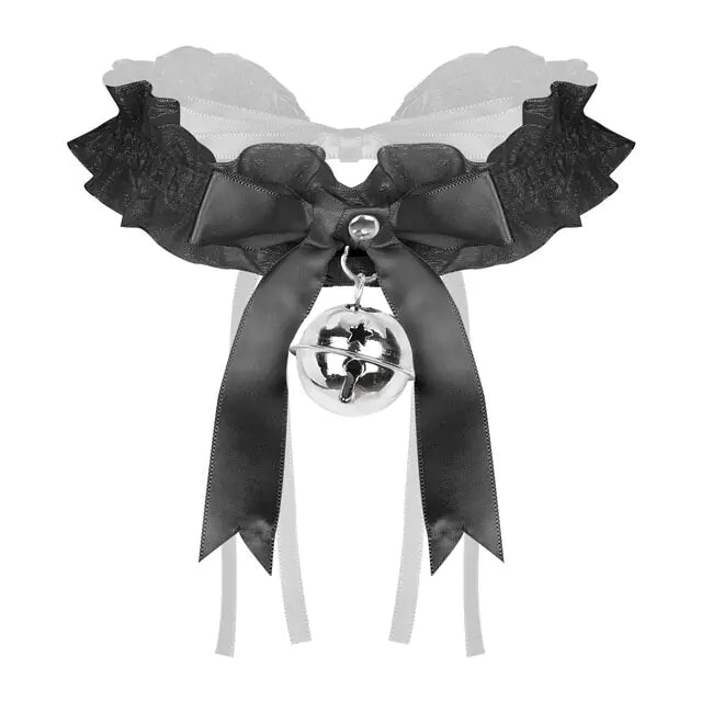 A stylish choker collar necklace featuring a small bell pendant for a trendy, edgy look