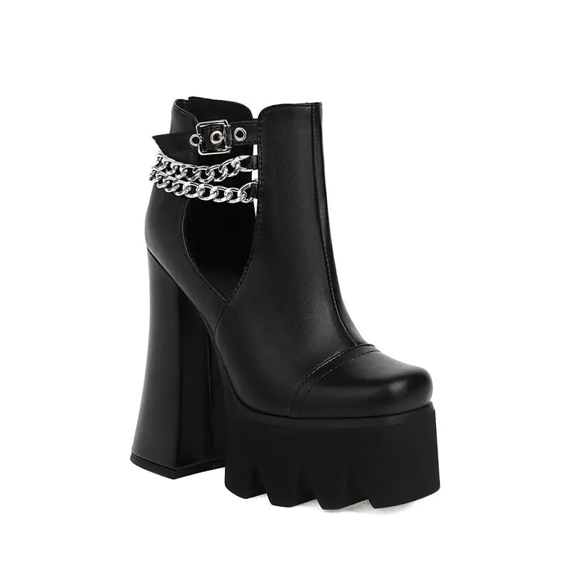 Elegant women's super high heel chunky sandals with open fish mouth design and comfortable fit