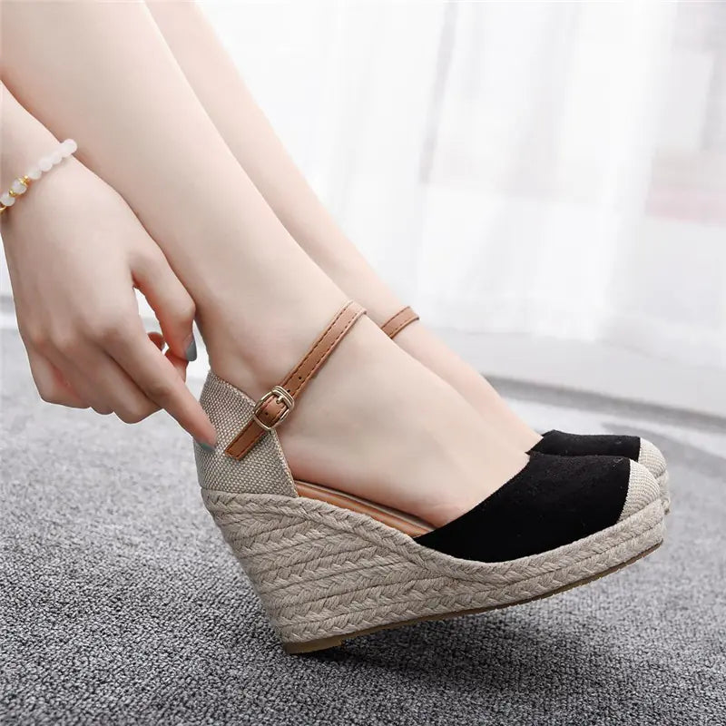 Elegant fashion Mary Jane round toe wedge platform sandals with stylish straps and comfortable cushioning for all-day wear