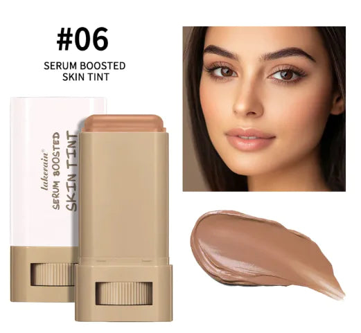 A close-up of the shimmering Glow Blush Stick displaying its smooth, blendable pink and peach tones for radiant cheeks