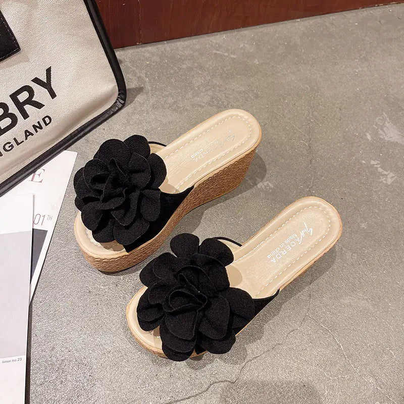 Elegant women's flower peep toe wedge sandals perfect for summer casual and dressy occasions