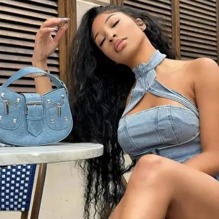 Washed Stretch Denim Halter
