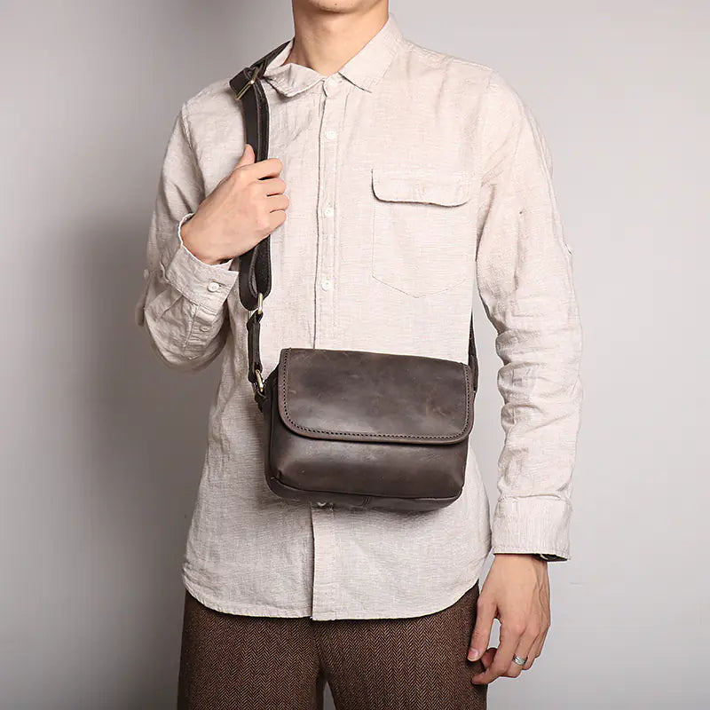 Brown Yellow men's shoulder bag crafted from high-quality cowhide with sleek aesthetics