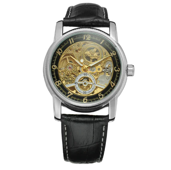 Studio image of the watch highlighting the alloy case, bold size, and elegant design features