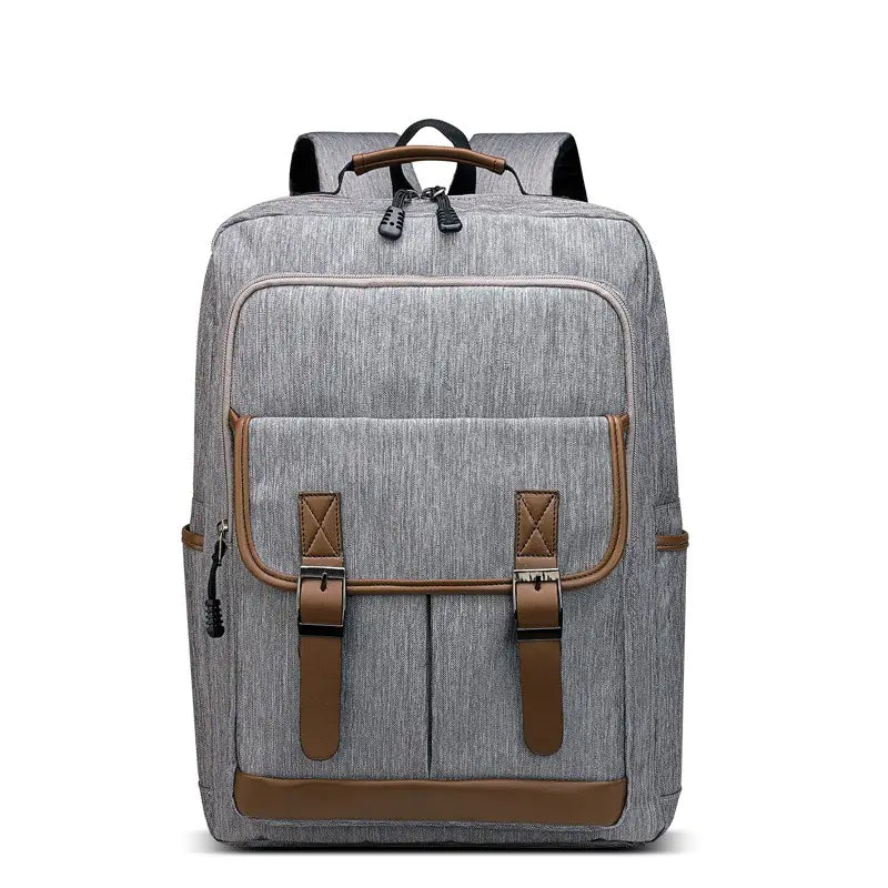 Modern black backpack with dedicated computer jack bag, ID holder, and multiple storage sections