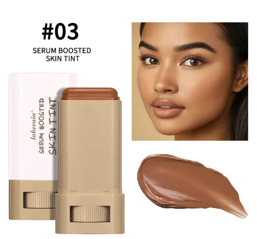 A close-up of the Glow Blush Stick with its sleek packaging and vibrant pink shade, glowing on a makeup counter, perfect for adding a natural, radiant flush to cheeks