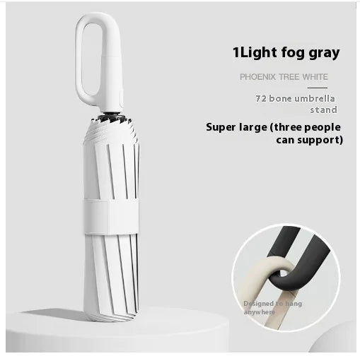 An elegant 84 Frames Ring Buckle Umbrella featuring a stylish design with a sturdy ring buckle for secure closure and durable canopy protection against rain