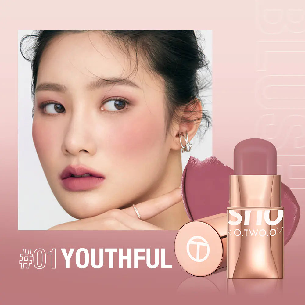 Natural glow effect achieved with Vital Smooth Blush Cream on luminous skin