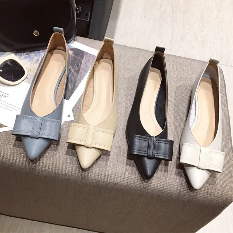 Apricot-colored Mary Jane shoes designed for modern women, with a charming bow detail
