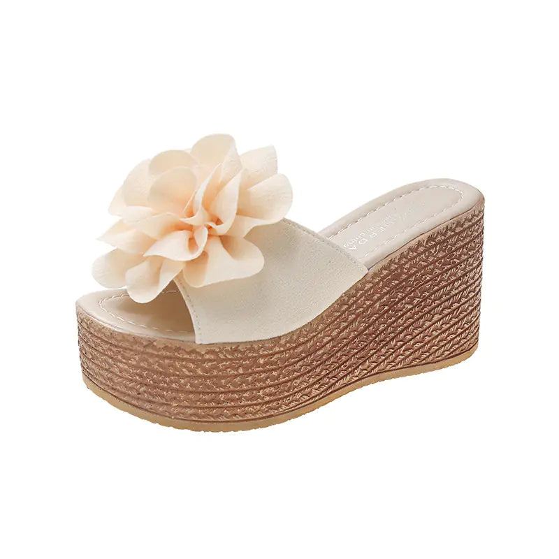 Elegant women's flower peep toe wedge sandals perfect for stylish summer outings and outdoor events