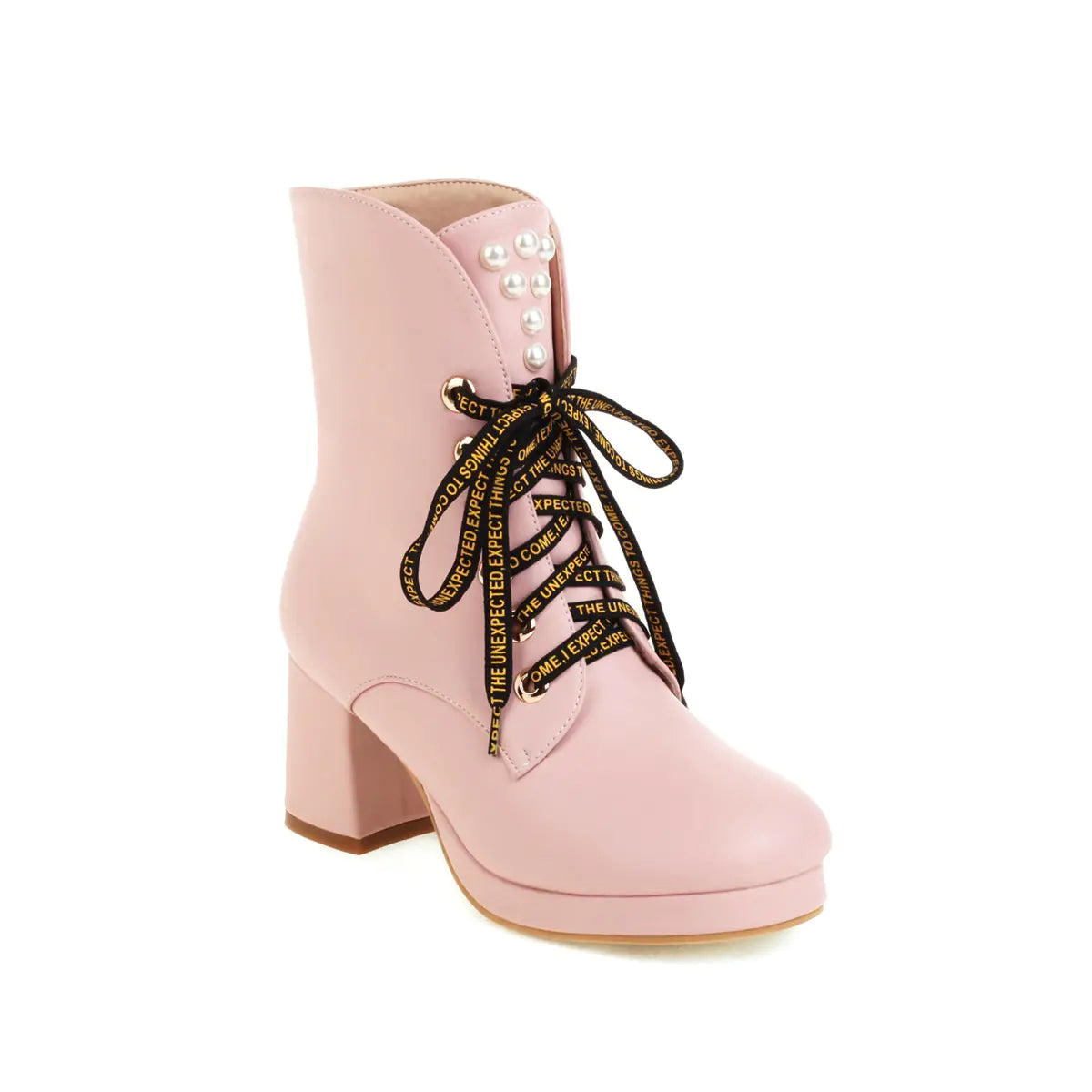 A stylish pair of women's high-heeled thick-soled Martin boots perfect for fall and winter fashion