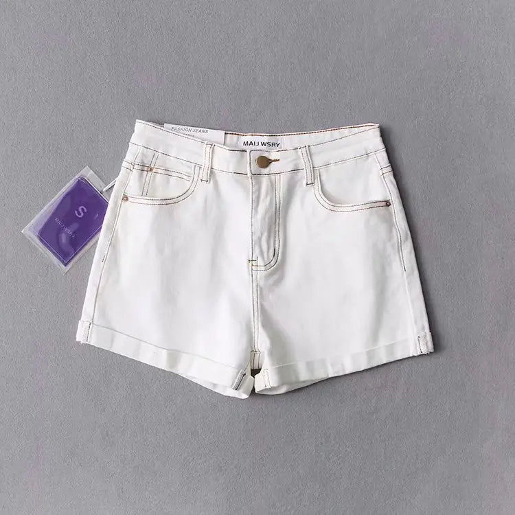 Raised Hip Denim Shorts