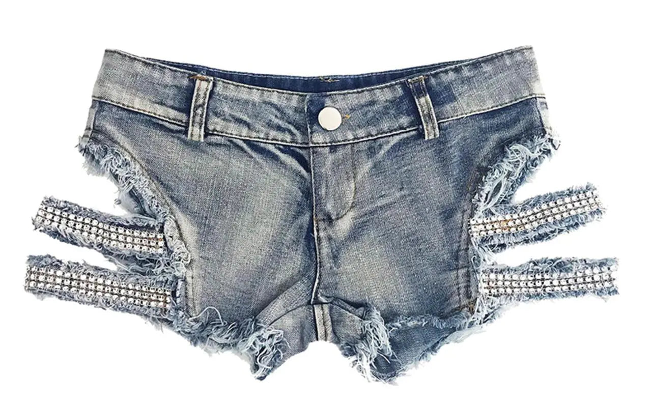 Comfortable and durable low waist ripped denim shorts featuring fashionable torn details for women