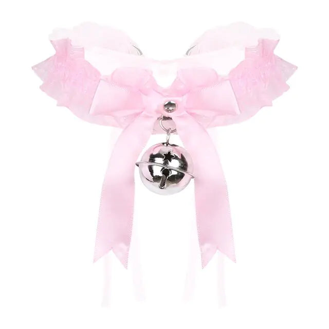 A stylish black choker collar necklace featuring a small hanging bell accessory for a fashionable edgy look
