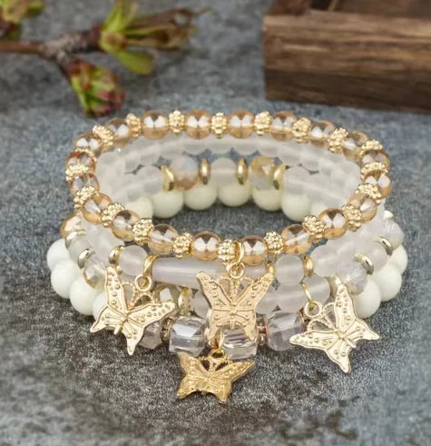Colorful Butterfly Bliss Beaded Bracelets featuring intricate butterfly charms and vibrant, handcrafted beadwork for a stylish, feminine accessory