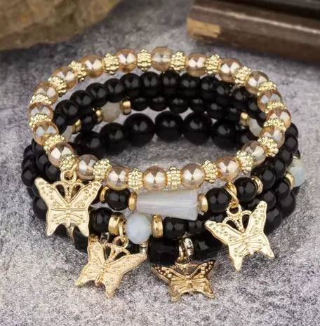 Colorful Butterfly Bliss Beaded Bracelets featuring intricate designs and vibrant beads for a stylish, bohemian accessory