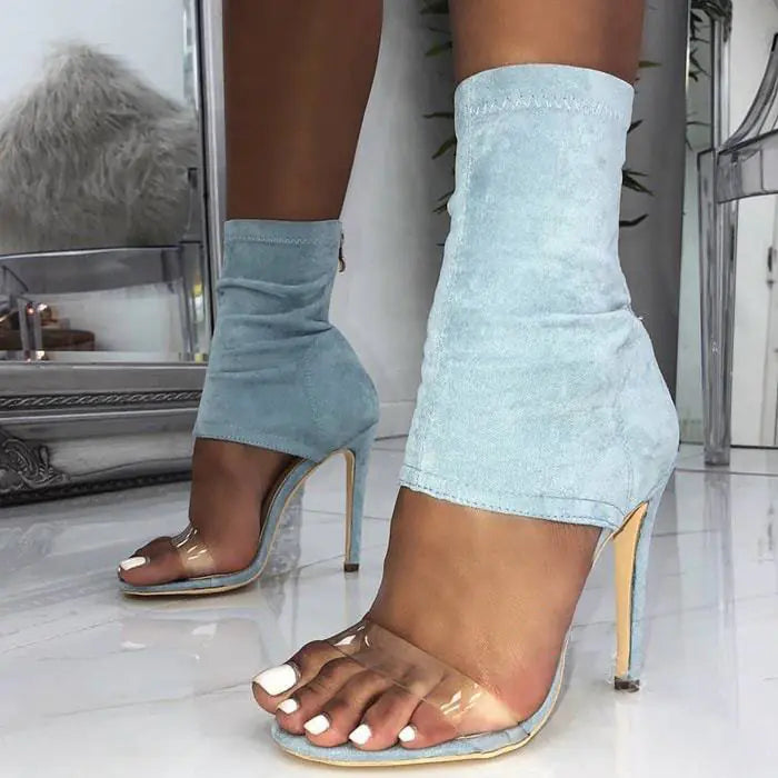 Elegant high stiletto heel back zipper ladies sandals featuring sleek design and stylish appeal