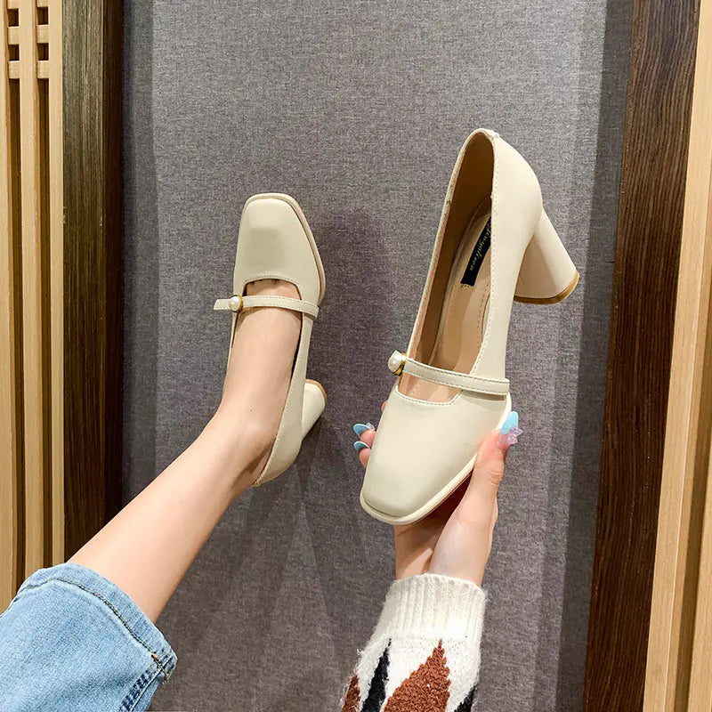 Elegant 2025 new women's Mary Jane chunky heel pumps featuring stylish design and comfortable fit