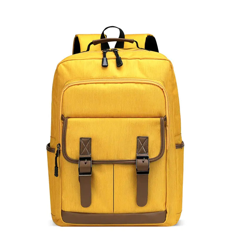 Vibrant red backpack showcasing durable construction and practical design for men and women