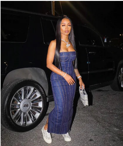 Denim Tube Top Dress