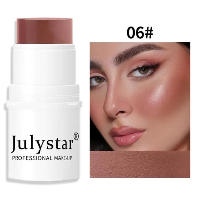 Close-up of Lazy High Light Pearl Cream Blush Stick showcasing pearl-infused formula and long-lasting design