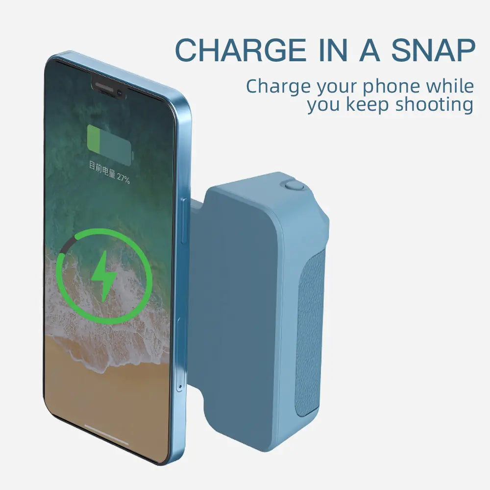 Blue Bluetooth Selfie Phone Holder showcasing easy Bluetooth pairing for remote photography