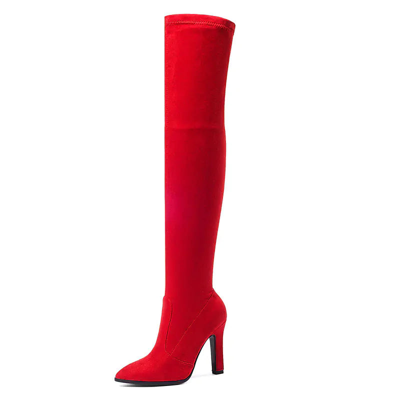 Elegant women's suede high-heeled ankle booties with stylish design and sophisticated appeal