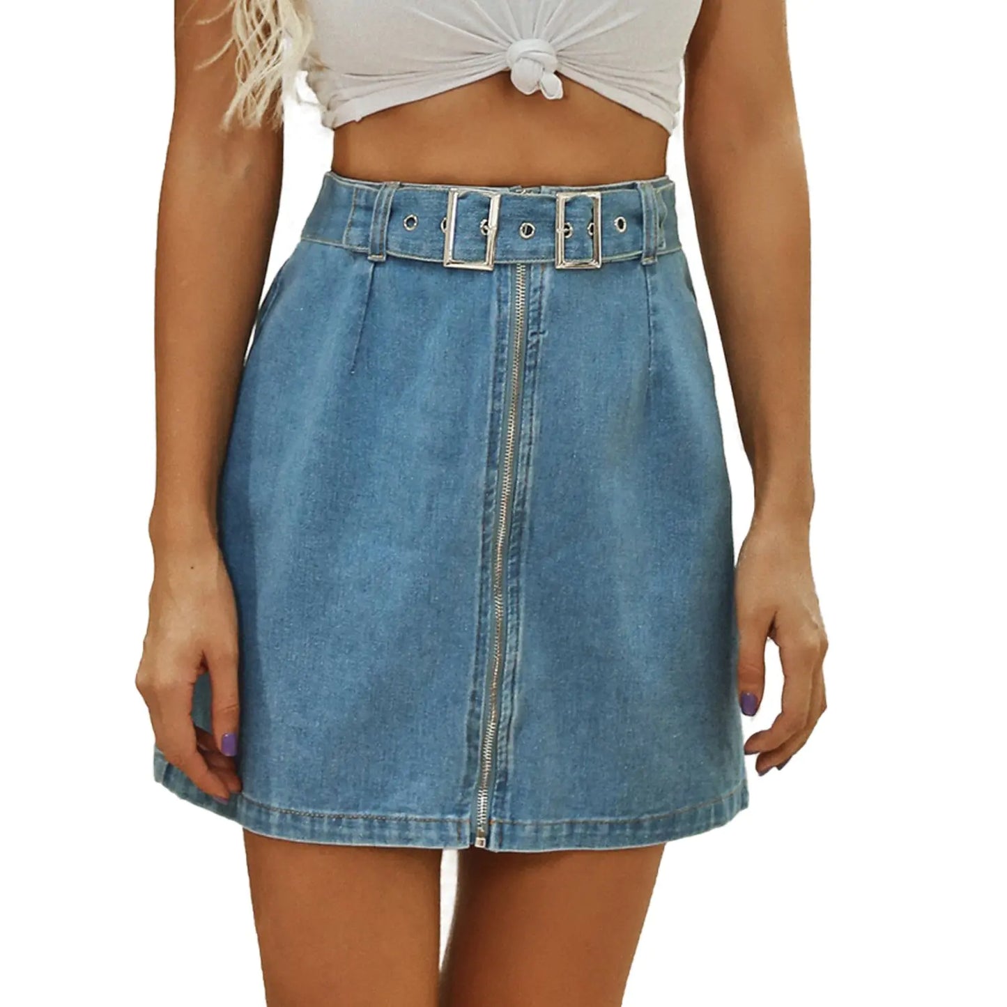 Denim Washed Mini Skirt