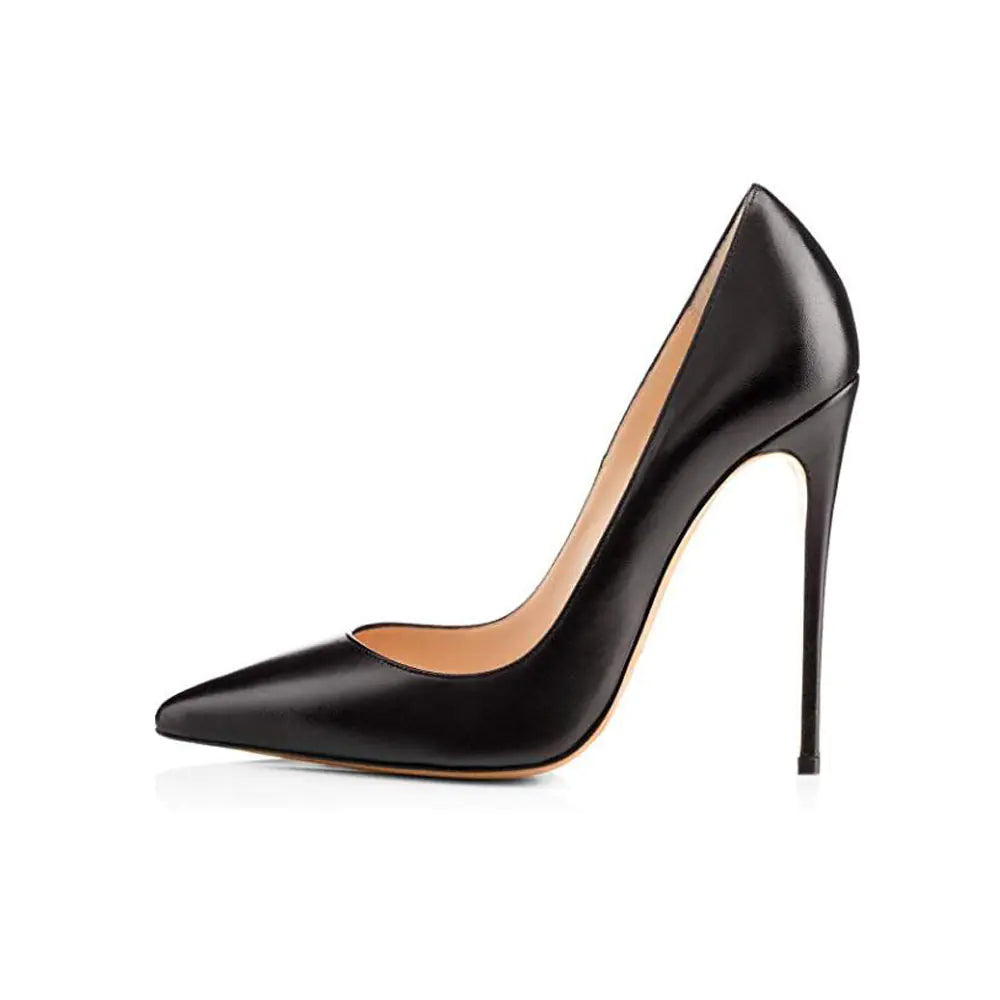 Elegant pointed toe matte high heels featuring a sleek 12cm stiletto heel for stylish sophistication and height