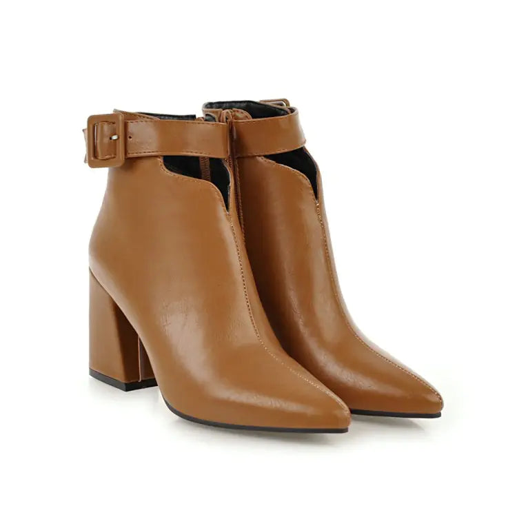 Elegant British pointed toe high heel women's boots featuring a stylish zipper closure for a chic, modern look