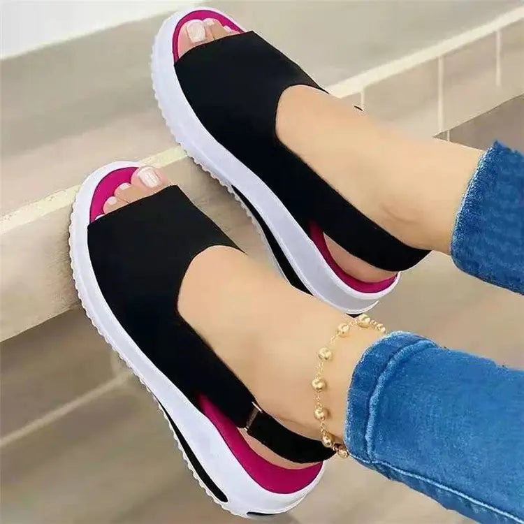 Stylish cool women's fish mouth sandals featuring thick wedge heel and comfortable design