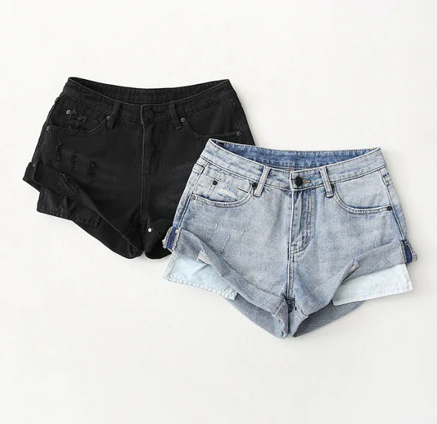 Low-Waist Denim Shorts