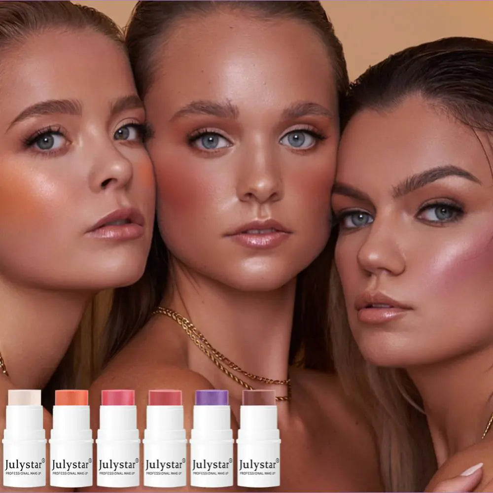 Waterproof Lazy High Light Pearl Cream Blush Stick providing radiant color for all-day wear