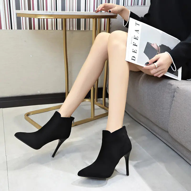 Premium suede women's ankle boots with a stylish zipper detail and comfortable fit