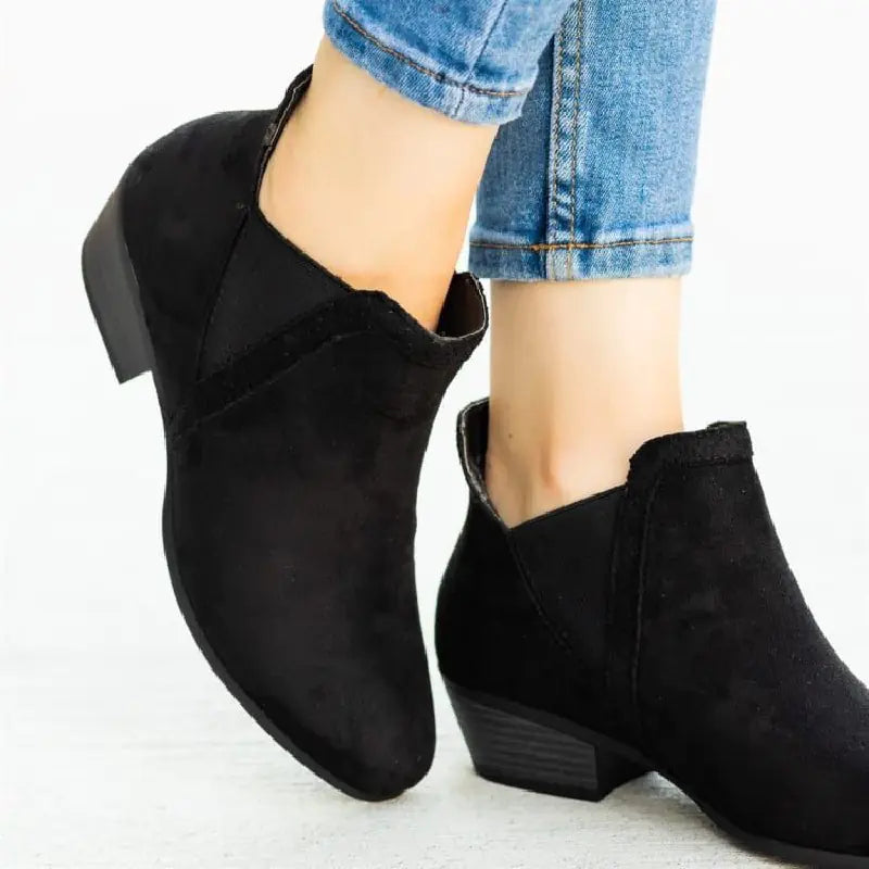 Leopard print chunky heel round toe Martin boots with stylish, bold animal pattern footwear