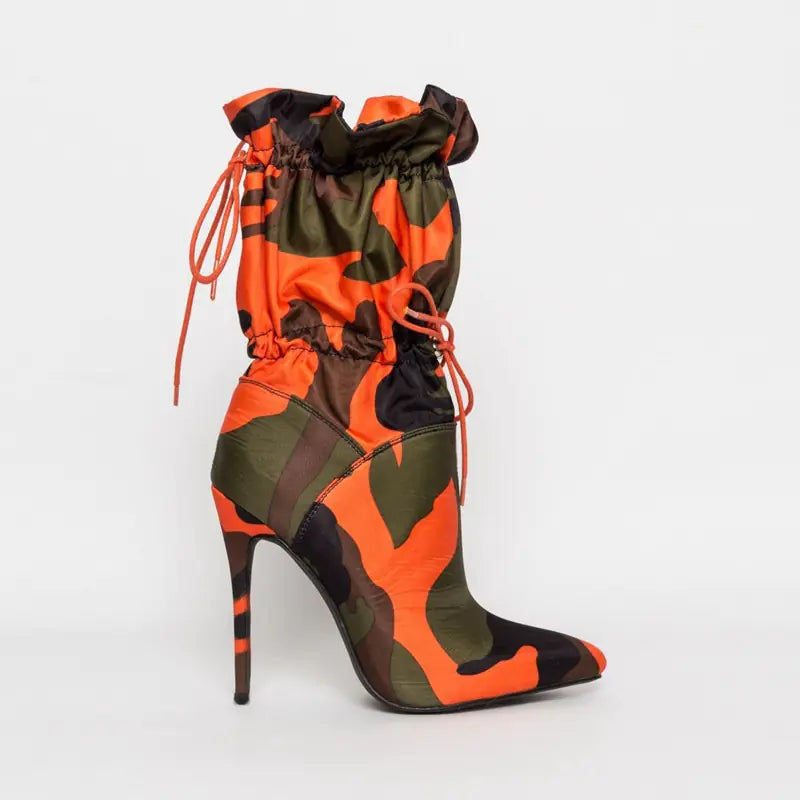 Elegant mid-calf high heel pointed toe boots for women, stylishly enhancing any outfit