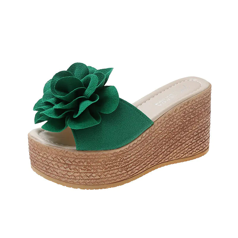Elegant women's flower peep toe wedge sandals perfect for summer outdoor wear and stylish floral fashion statements