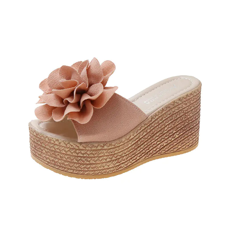Elegant women's flower peep toe wedge sandals perfect for summer casual and dressy occasions