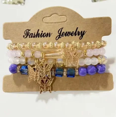 Colorful Butterfly Bliss Beaded Bracelet featuring intricate beadwork and delicate butterfly charms for a stylish, feminine accessory