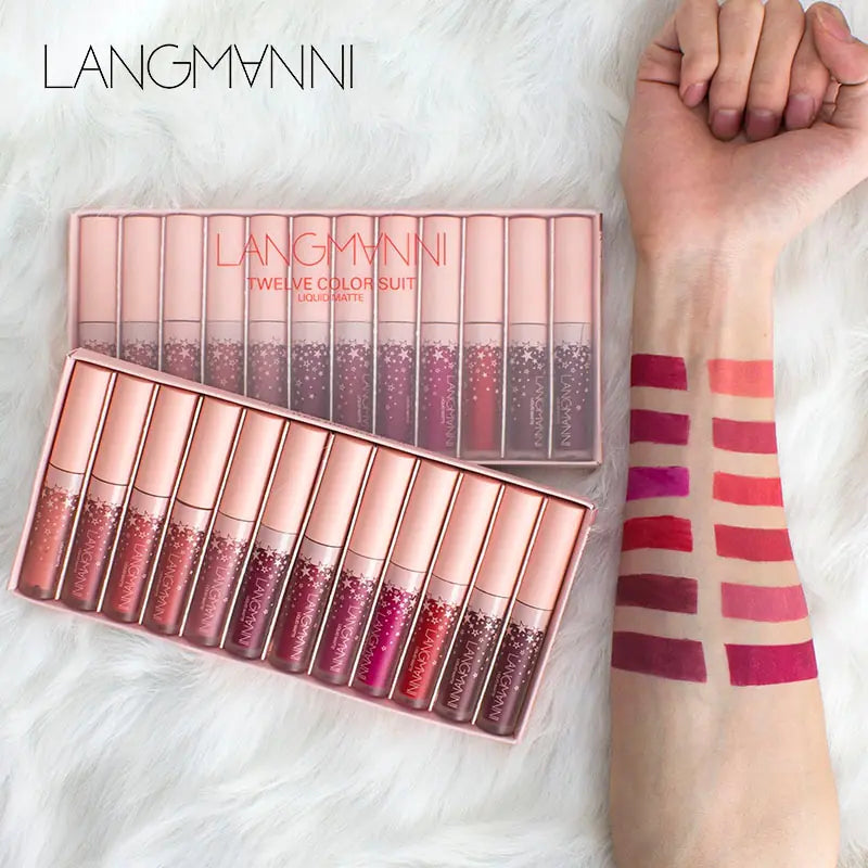 A comprehensive 12-piece makeup set including brushes, palettes, and accessories for versatile beauty looks