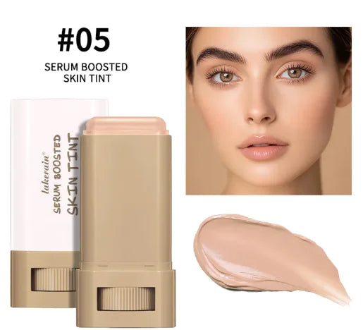 A close-up of a luminous pink glow blush stick with smooth, creamy texture for natural radiance