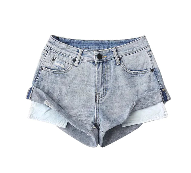 Low-Waist Denim Shorts