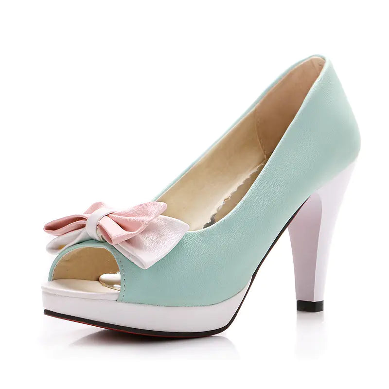 Elegant plus size women's sandals featuring a stylish bow design and high heels for fashionable comfort