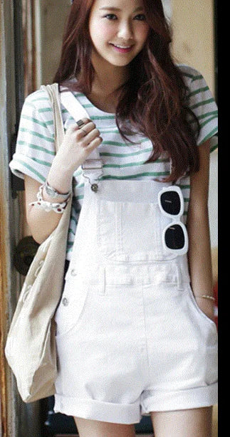 Sweet Candy Color Camisole Denim Overalls for Women