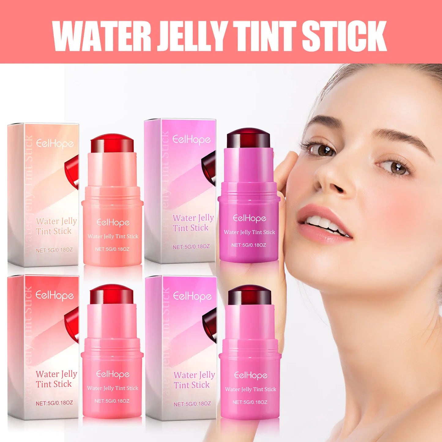 Portable and compact blush lip gloss stick with 29 x 29 x 72 cm dimensions and 5g net content, perfect for on-the-go makeup