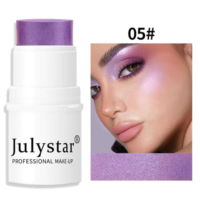 Application of Lazy High Light Pearl Cream Blush Stick blending seamlessly into cheekbones
