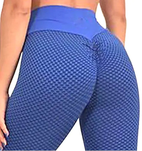 High-waist honeycomb peach jacquard yoga leggings showcasing textured, stylish, and comfortable activewear for women
