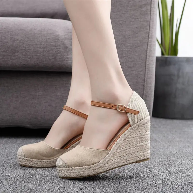 Stylish Fashion Mary Jane Round Toe Wedge Platform Sandals with adjustable strap and trendy design
